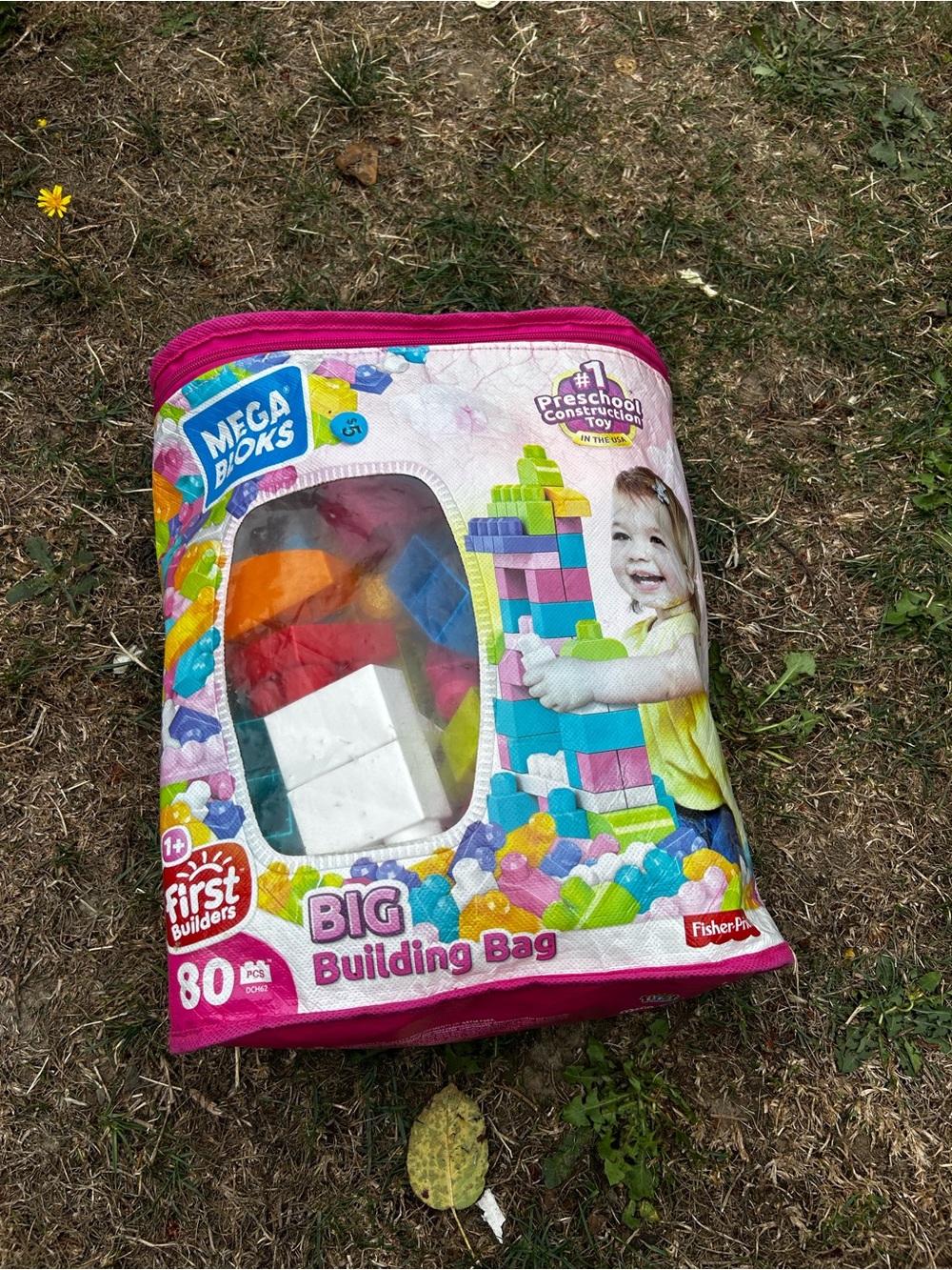 Big Building Bag - Pink Carrying Case with Colorful Blocks